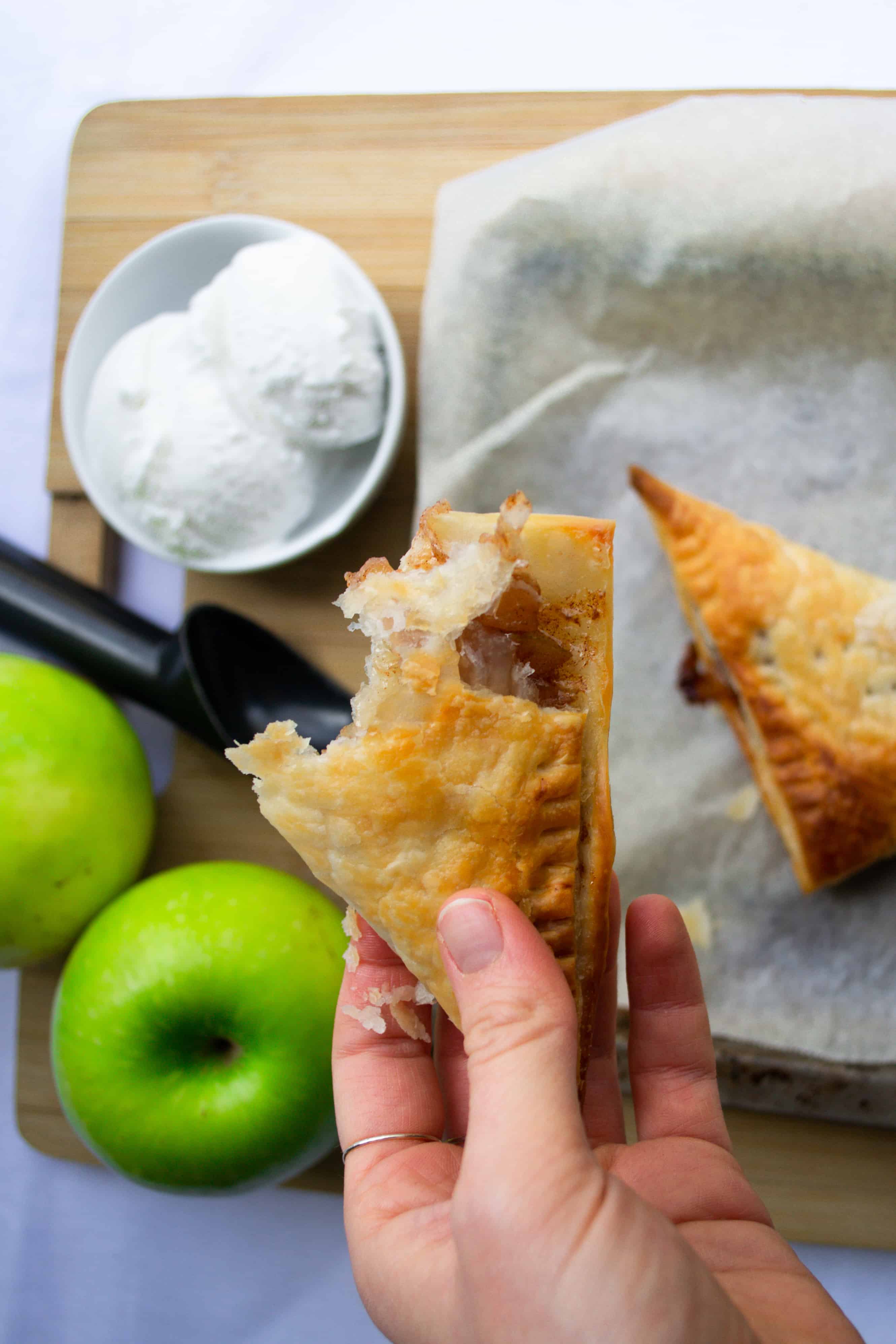 vegan apple turnover with a bite