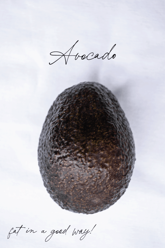 photo of avocado with text