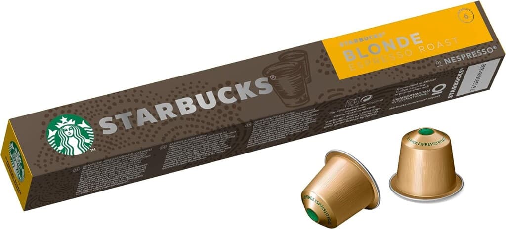 Photo of a packet of Starbucks Vanilla Nespresso pods.