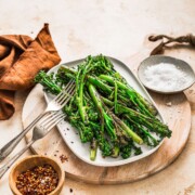 Pan fried broccolini recipe thumbnail.